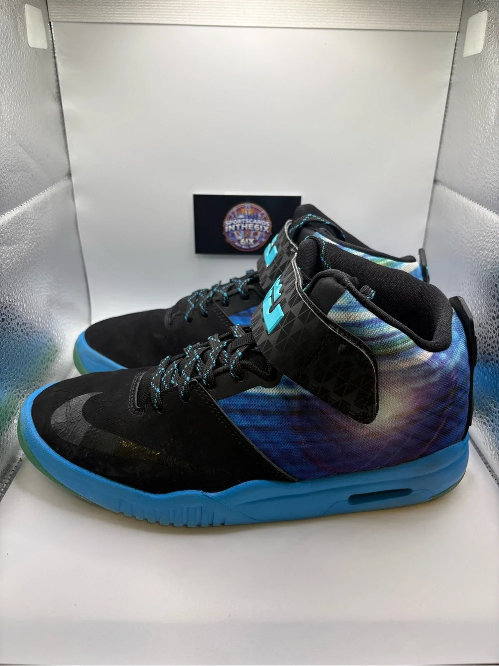 Nike LeBron GS Air Akronite Black/Beta Blue/Cyan 819832-004 Youth Size 6.5Y - Picture 4 of 6